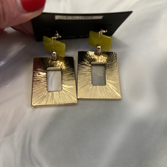 NEW Noir Open Rectangle Drop Earrings - Picture 7 of 8